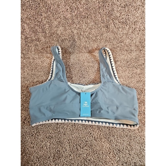 Womens Cupshe Grey/blue Bathing Suit Bikini Top. L - Picture 2 of 4